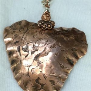Copper Etched, sterling silver pendant
