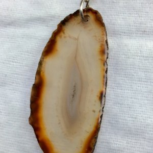 Agate slice, sterling silver, sterling silver snake chain