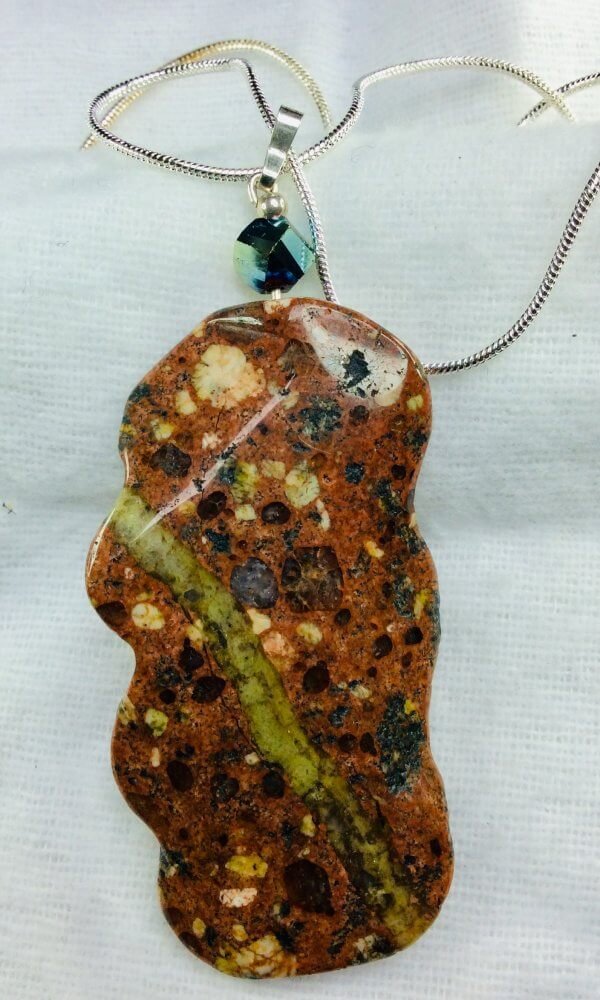 Dotted Jasper, chinese crystal, sterling silver, sterling silver snake chain