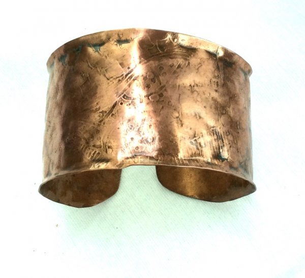Etched copper bangle