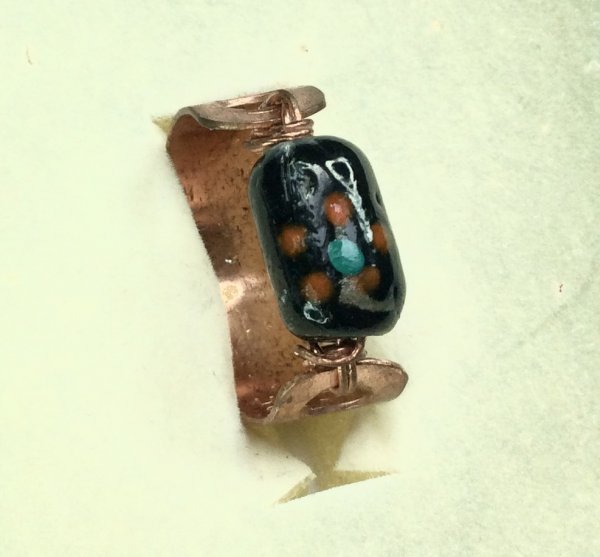 Copper and porcelain ring