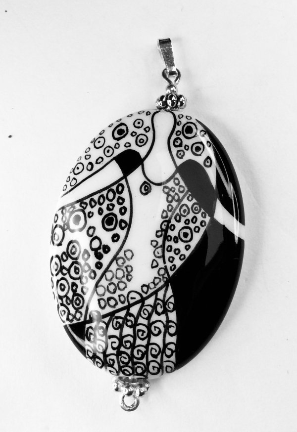 hand crafted porcelain black and white, sterling silver
