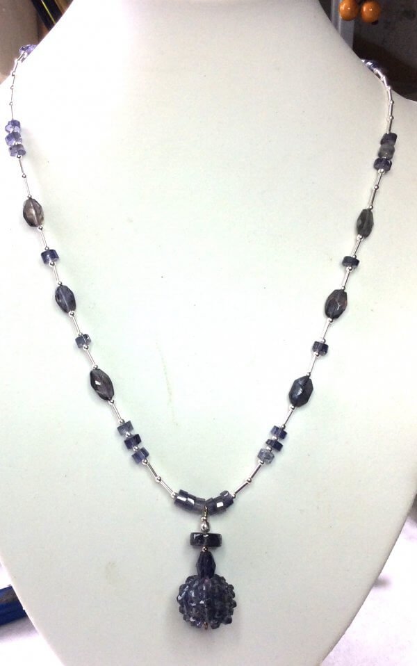 Iolite and sterling silver necklace